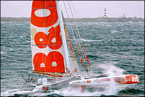 Before long, the 28-year-old Briton is speeding away on her own with the small matter of  27,000 miles to sail
