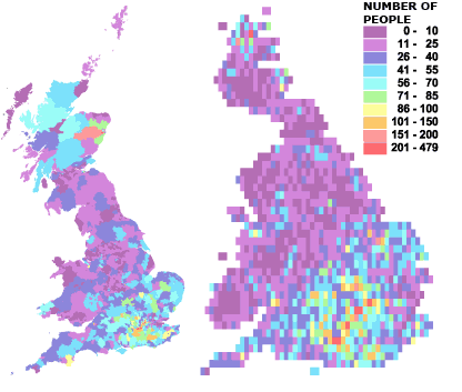 Concentrations of people born in the Netherlands