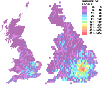 Concentrations of people born in Portugal