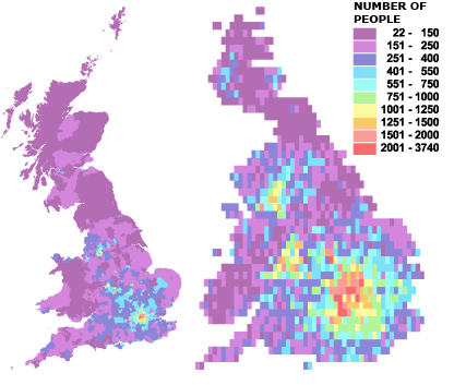 Concentrations of people born in the Republic of Ireland