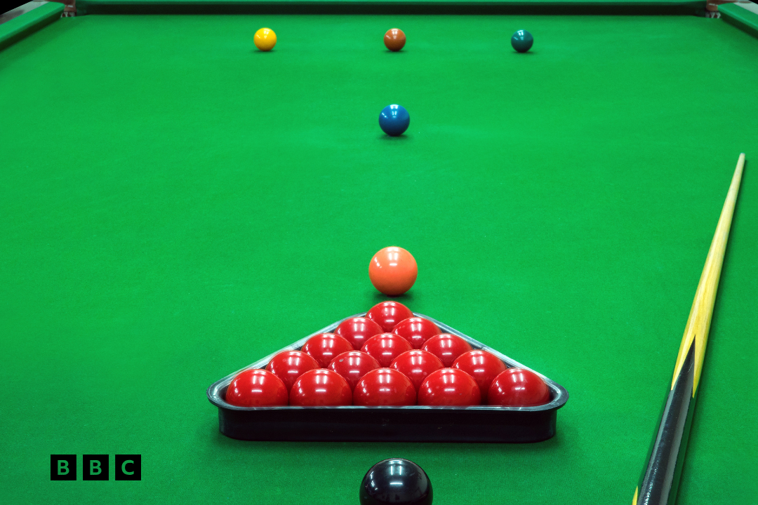 Snooker table ready for the start of a game