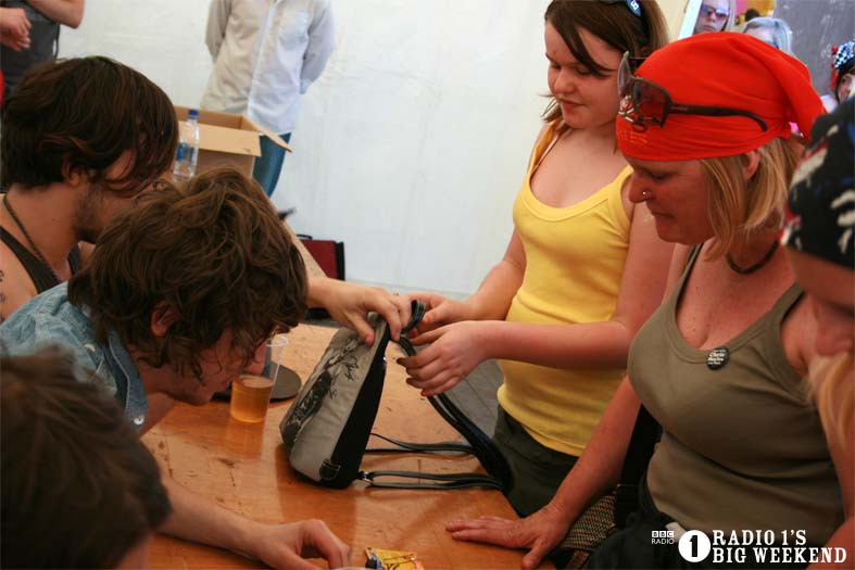 The Kooks in the signing tent