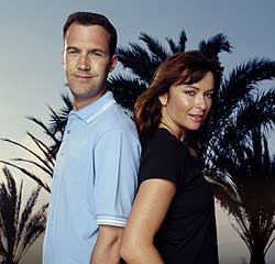 Presenters Johnny Vaughan and Suzi Perry