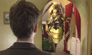 The Doctor meets the vespiform in Doctor Who: The Unicorn And The Wasp