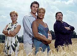 Denise Welch, Ian Kelsey, Angela Griffin and Ricky Tomlinson star in Down To Earth