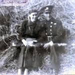 My husband and I.  Note that the photograph was autographed for us by Mrs Clementine Churchill