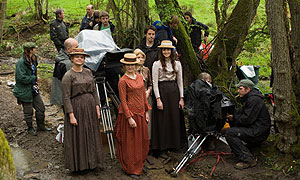 Cast and crew on set