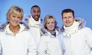 Presenters Sue Barker, Colin Jackson, Hazel Irvine and Steve Cram