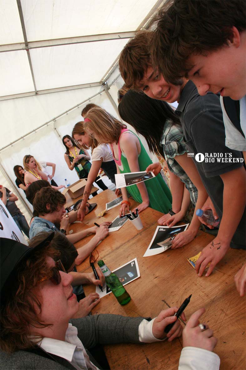 The Kooks in the signing tent