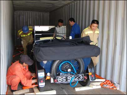 Unpacking the car from the crate
