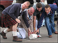 Stilton cheese rolling