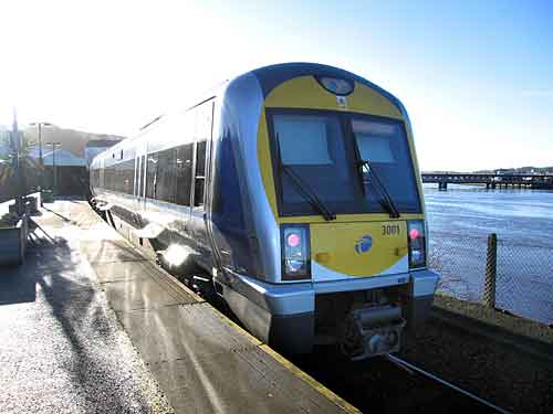 One of Translink’s sleek new trains at Londonderry Waterside station