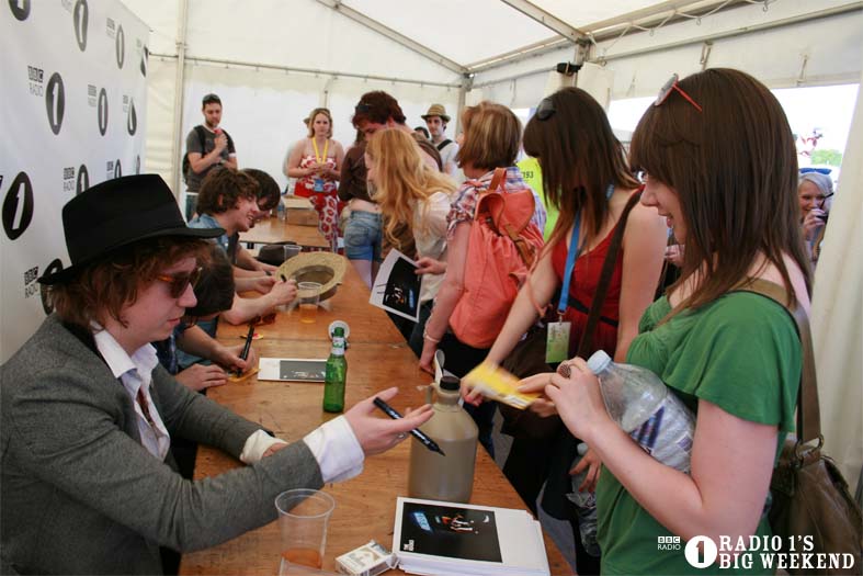 The Kooks in the signing tent