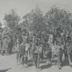 Nagas passing through 'C' Company lines at Maram Rest Camp carrying branches to indicate they come in peace. Taken by CQMS Fred Weedman, 1944 Nagas passing through 'C' Company lines at Maram Rest Camp carrying branches to indicate they come in peace. Taken by CQMS Fred Weedman, 1944