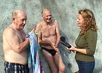 Marie McStay gets her feet wet. Click on the picture to watch
