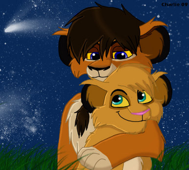 Lions Hugging