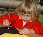 Picture: Girl draws the outline of the bat