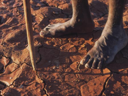 The first Aborigines used wooden or bone-tipped spears