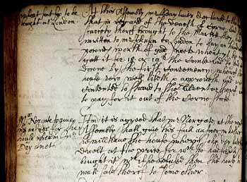 Detail from the Yarmouth Assembly Book, 1635