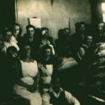 Patients and nurses at Gloucester Royal Infirmary. Red Cross nurse Doris Burton far right hand side.  Nurse Betty front left.