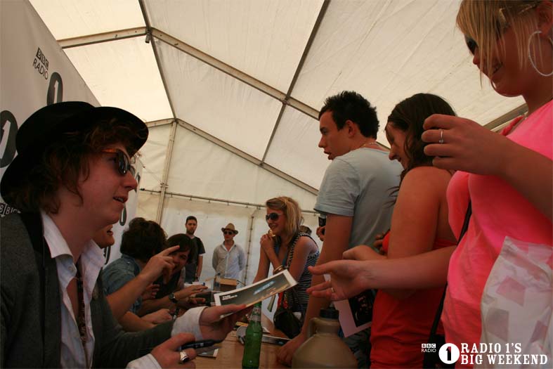 The Kooks in the signing tent
