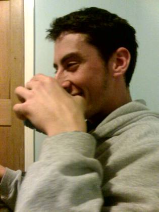 Chris having some cocoa before beddy byes