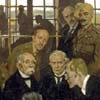 Detail showing politicians about to sign peace agreement