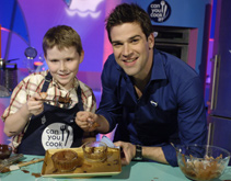 Jake with Blue Peter presenter Gethin Jones