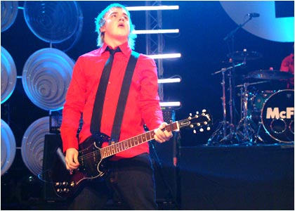 McFly on stage at the R1 / TOTP Christmas Party
