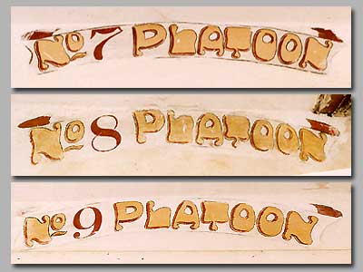 Hand painted emblems of the US Platoons billeted at the Argory during WWII