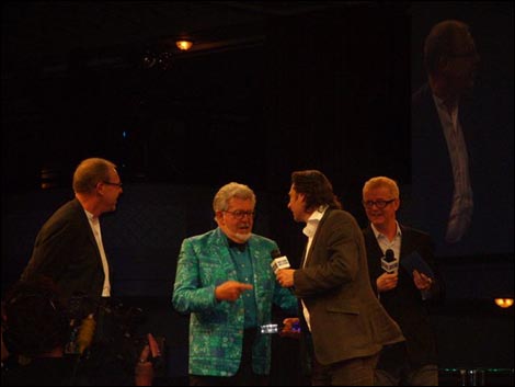 Rolf Harris presents a Sony Award to BBC Hereford & Worcester