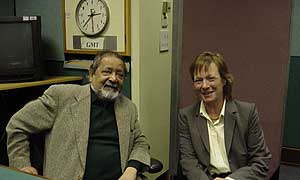 VS Naipaul and Harriett Gilbert in The Word studio