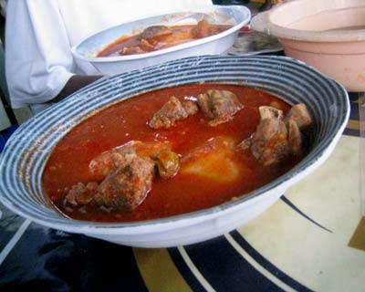Fufu and goat meat