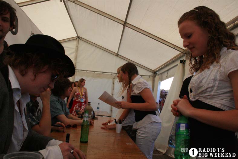 The Kooks in the signing tent