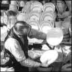 pottery stall in a Bradford market