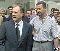 بشار اسد (راست ) و غازی کنعان