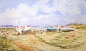 A beach scene.