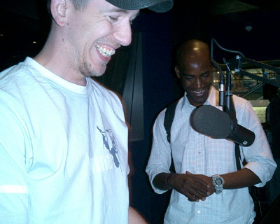 The boys catch joke at local radio station YFM