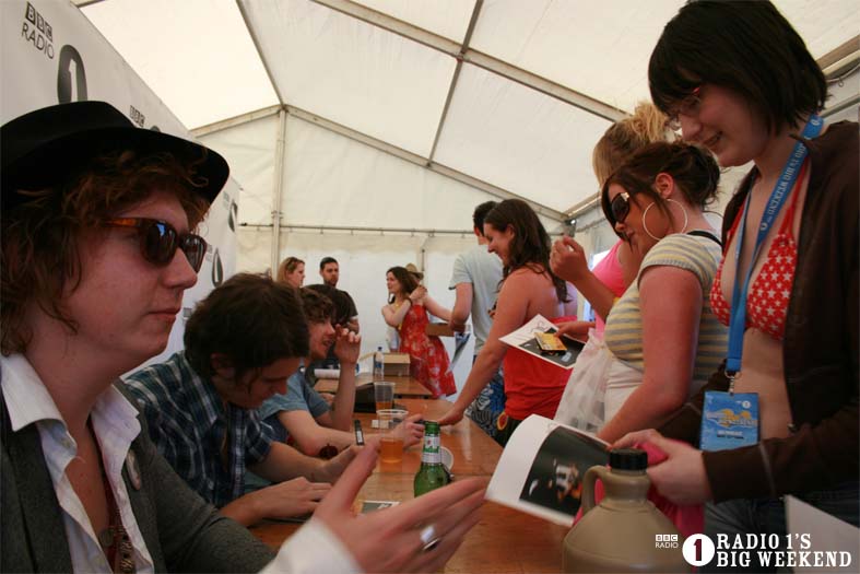 The Kooks in the signing tent