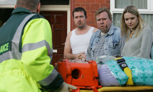 Daniel Ryan as Arthur, Timothy Spall as Eddie and Christine Bottomley as Yvonne