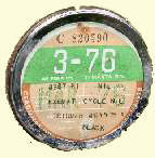 Bike's 1976 tax disc.