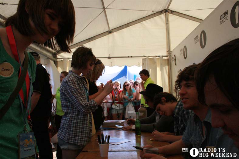 The Kooks in the signing tent
