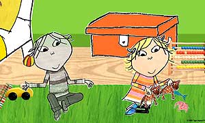 Lola plays with Soren