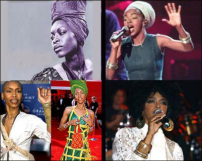 Erykah Badu and Lauryn Hill (photos: AP and Ian West/PA)