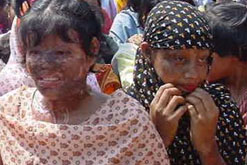 Demonstrators in Bangladesh protesting against acid attacks, 2002.