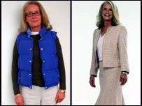 Lady with two styles of clothing