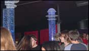 Blue bubble poles upstairs at Brookes