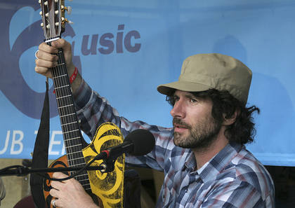 Gruff Rhys in the Hub tent at Summer Sundae