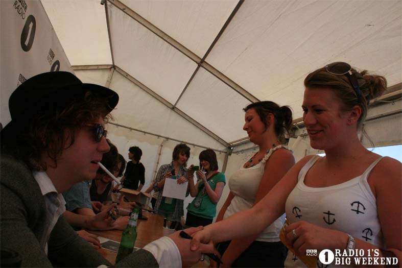 The Kooks in the signing tent