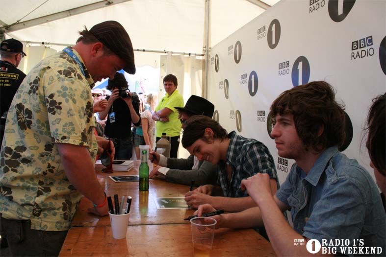 The Kooks in the signing tent